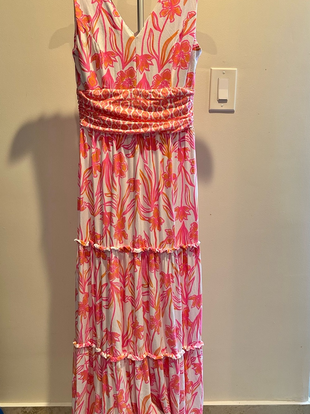 Lilly Pulitzer Skylar Midi Dress S Resort White Lovely Long Stems Pink Flora